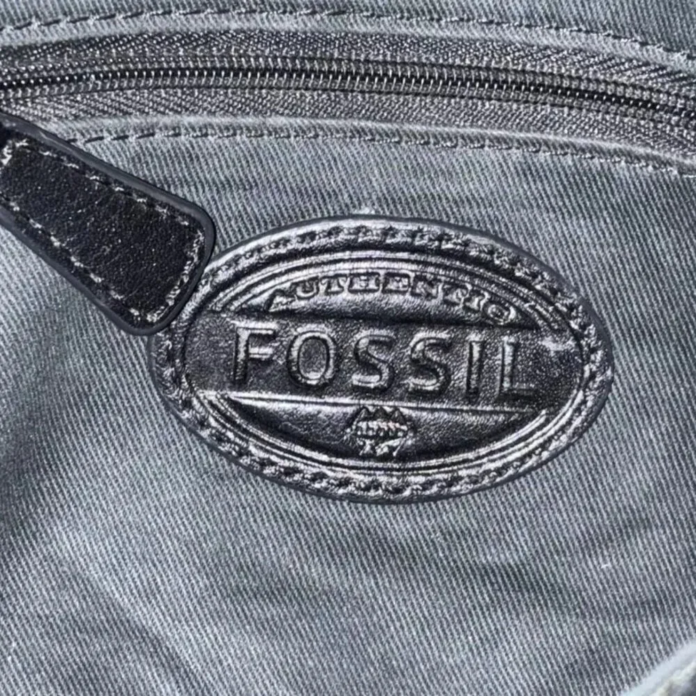 Fossil crossbody shoulderbag Leather Black shoulderbag Purse   W-10